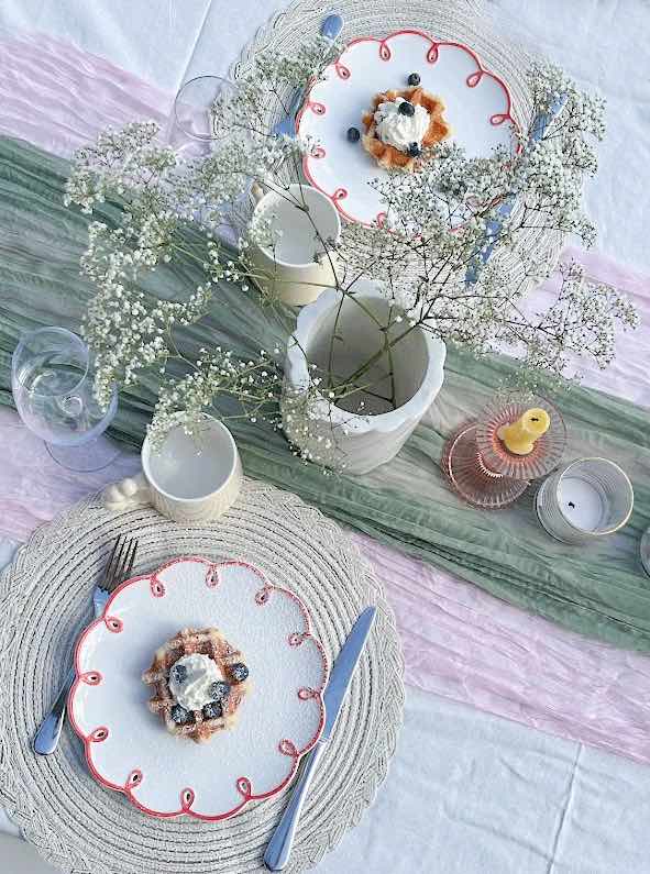 Set of 2 Cloud Ceramic Dinner Plates - Cute Whimsical Eclectic