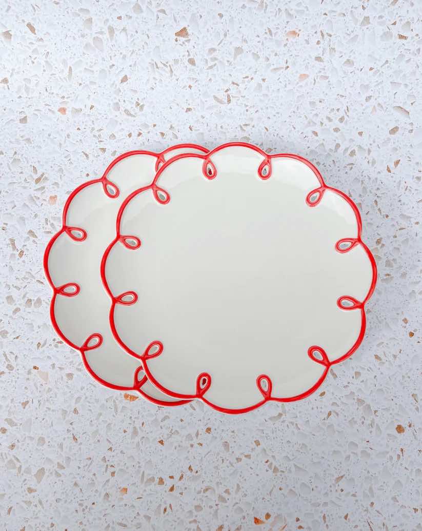 Set of 2 Cloud Ceramic Dinner Plates - Cute Whimsical Eclectic