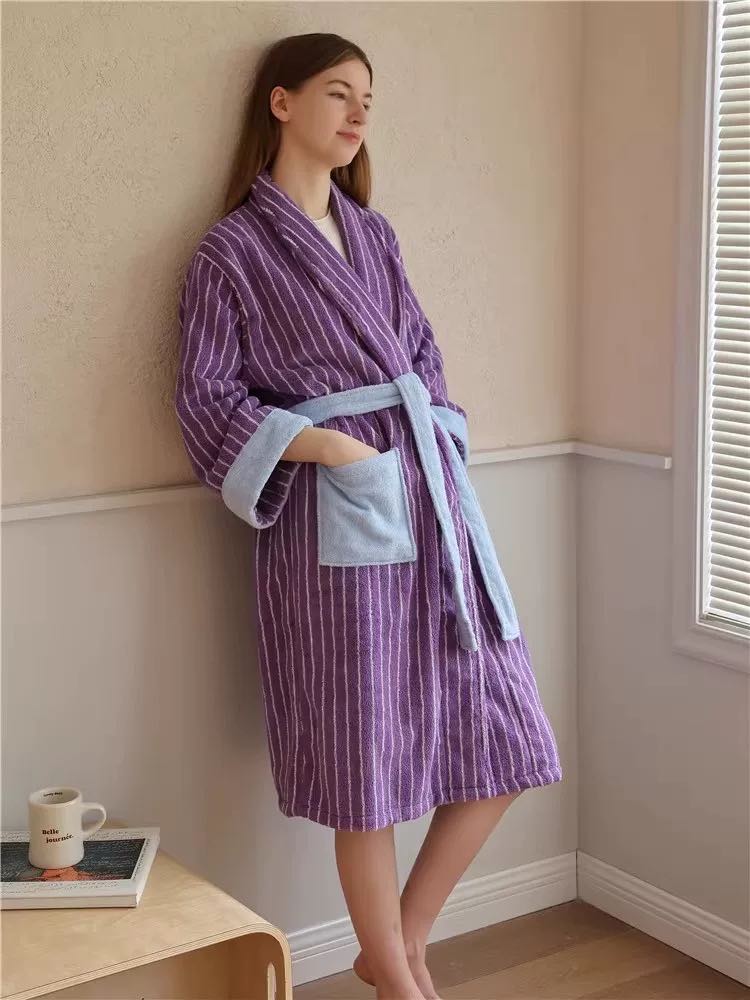 Dopamine Stripe Bathrobe - 100% Organic cotton (3 colours)