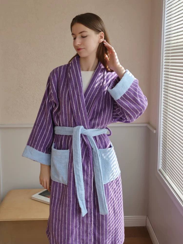 Dopamine Stripe Bathrobe - 100% Organic cotton (3 colours)